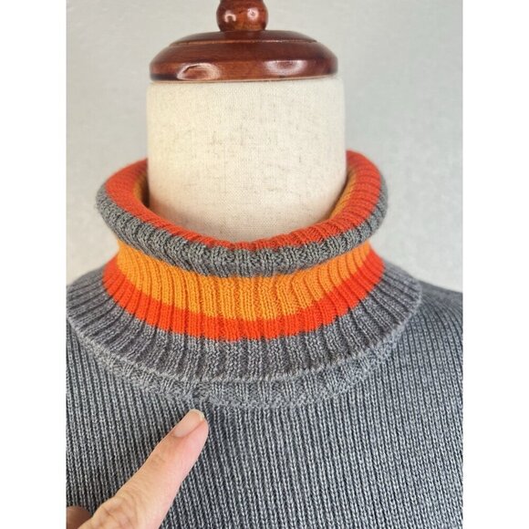 Vtg Fusalp France Knit Grey Sweater Winter Skiwear 70s Turtle Neck Small Ribbed - Picture 4 of 11
